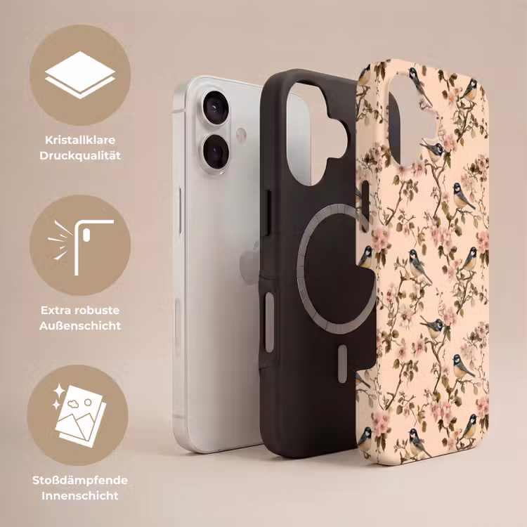 Bloesem - Koolmees - Roze Toughcase MagSafe Apple iPhone 17 klein 1017 -USP_Lagen_DE