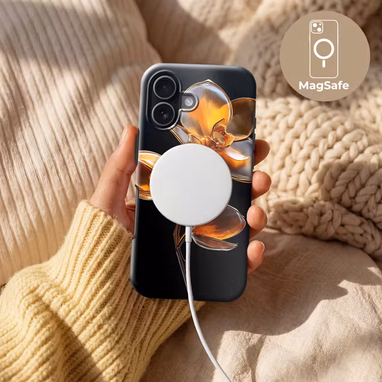 Bloem - Orchidee - Oranje Toughcase MagSafe Apple iPhone 17 klein -USP_MagsafeV