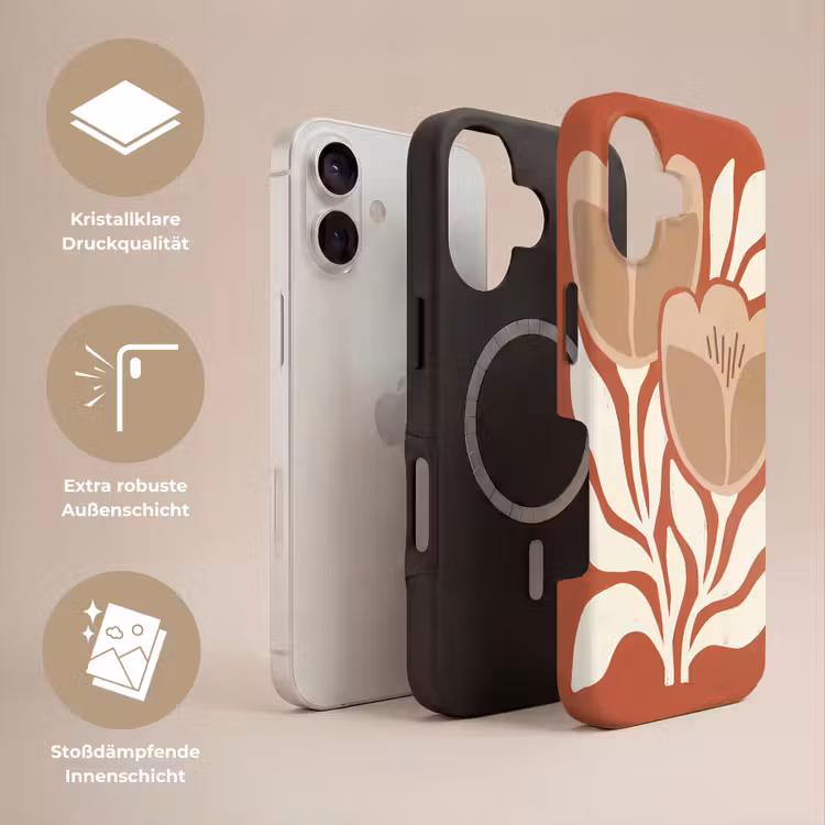 Bloemen - Abstract - Modern - Beige - Natuur Toughcase MagSafe Apple iPhone 17 klein -USP_Lagen_DE