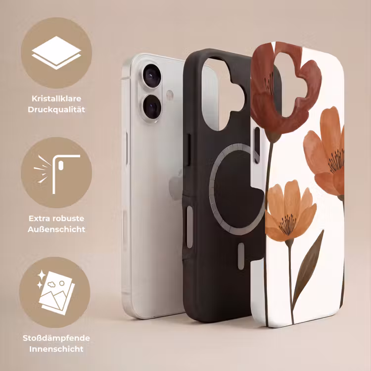 Bloemen - Abstract - Modern - Bruin - Decoratief Toughcase MagSafe Apple iPhone 17 klein -USP_Lagen_DE