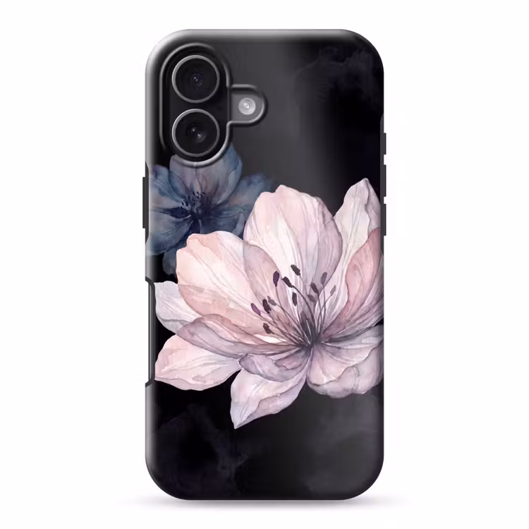 Bloemen - Aquarel - Modern - Roze - Donker Toughcase MagSafe Apple iPhone 17 klein -3d