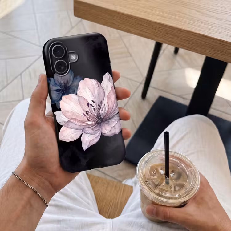 Bloemen - Aquarel - Modern - Roze - Donker Toughcase MagSafe Apple iPhone 17 klein -Sfeer1M