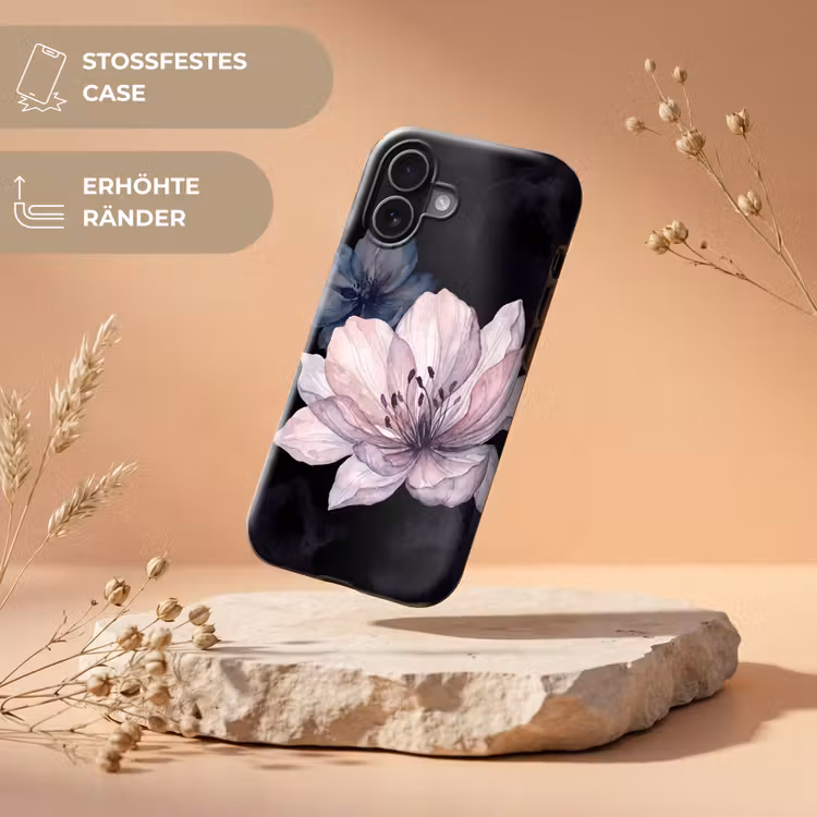 Bloemen - Aquarel - Modern - Roze - Donker Toughcase MagSafe Apple iPhone 17 klein -USP_RandenV_DE