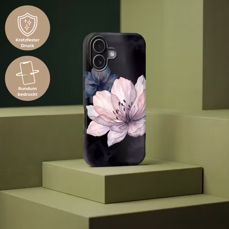 Bloemen - Aquarel - Modern - Roze - Donker Toughcase MagSafe Apple iPhone 17 klein -USP_PrintM_DE