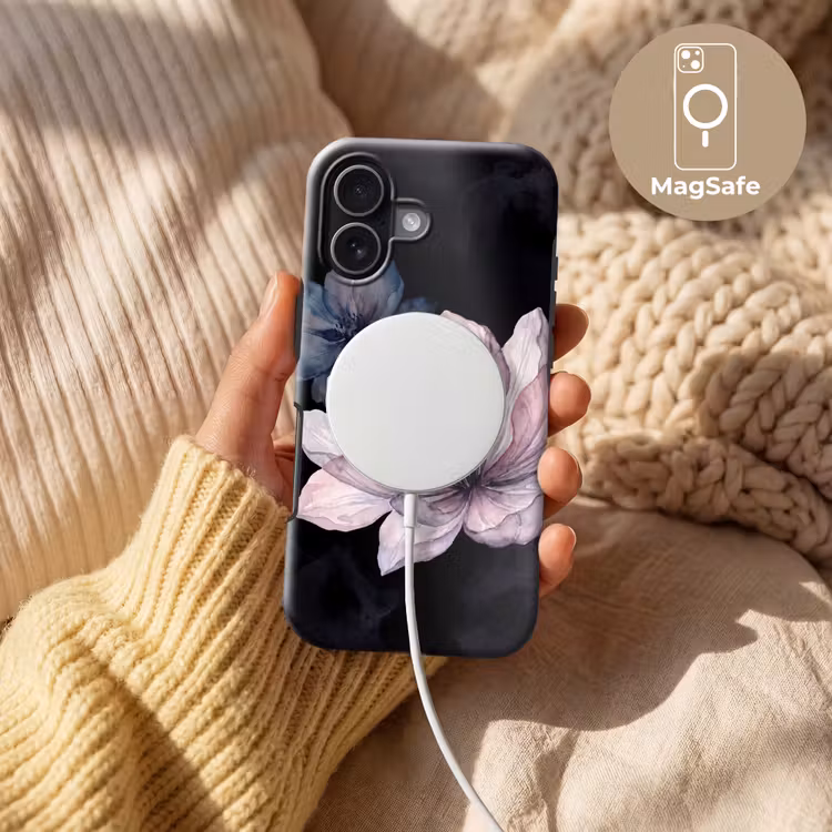 Bloemen - Aquarel - Modern - Roze - Donker Toughcase MagSafe Apple iPhone 17 klein -USP_MagsafeV
