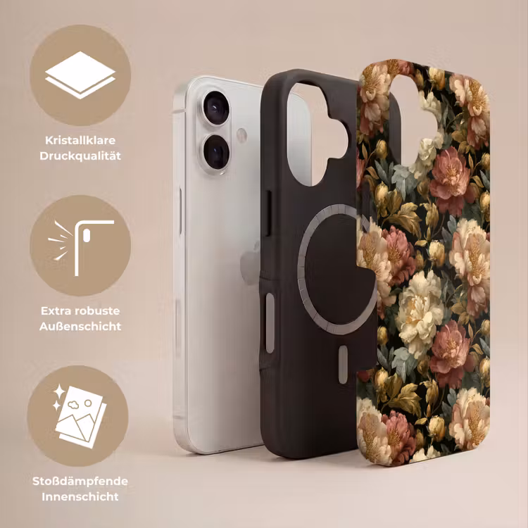 Bloemen - Barok - Patroon - Roze - Crème Toughcase MagSafe Apple iPhone 17 klein 1017 -USP_Lagen_DE