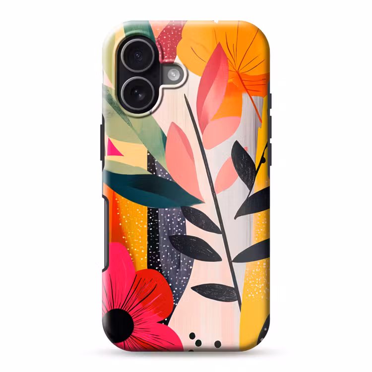 Bloemen - Bladeren - Abstract - Kleurrijk Toughcase MagSafe Apple iPhone 17 klein -3d