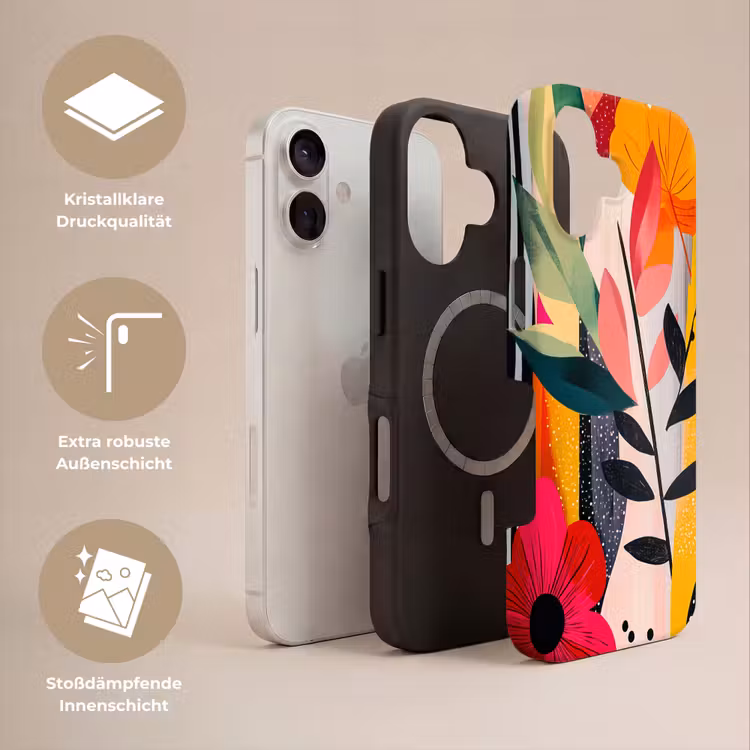Bloemen - Bladeren - Abstract - Kleurrijk Toughcase MagSafe Apple iPhone 17 klein -USP_Lagen_DE