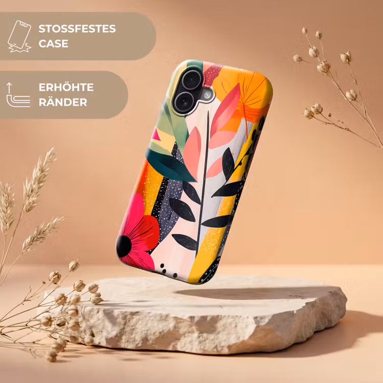 Bloemen - Bladeren - Abstract - Kleurrijk Toughcase MagSafe Apple iPhone 17 klein -USP_RandenV_DE
