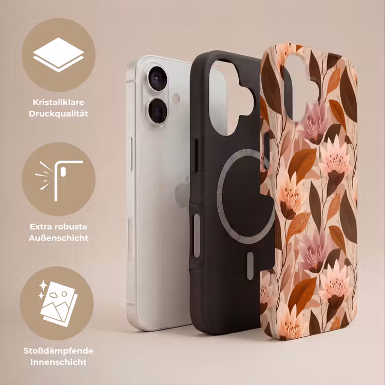 Bloemen - Bladeren - Bruin Toughcase MagSafe Apple iPhone 17 klein 1017 -USP_Lagen_DE