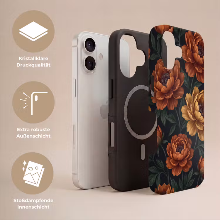 Bloemen - Bladeren - Natuur - Modern - Oranje Toughcase MagSafe Apple iPhone 17 klein -USP_Lagen_DE