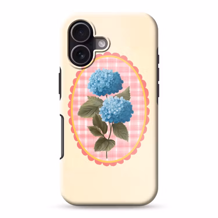 Bloemen - Blauw - Lijst - Bladeren Toughcase MagSafe Apple iPhone 17 klein -3d