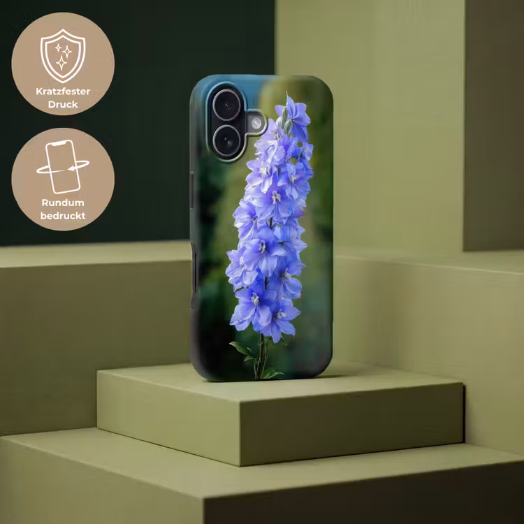 Bloemen - Blauw - Dennenboom Toughcase MagSafe Apple iPhone 17 klein -USP_PrintM_DE