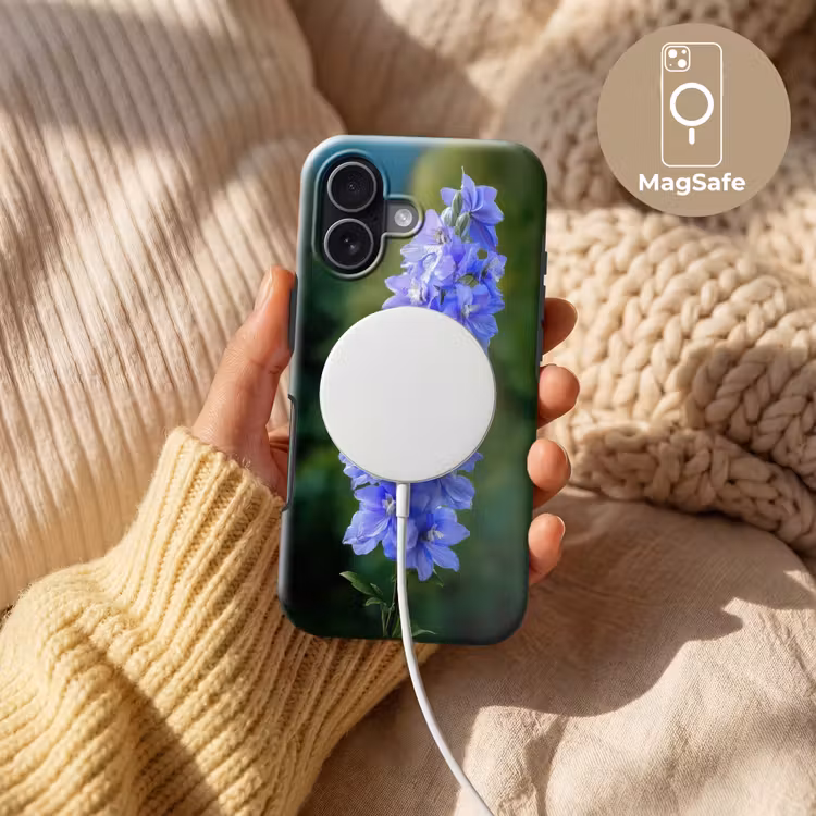 Bloemen - Blauw - Dennenboom Toughcase MagSafe Apple iPhone 17 klein -USP_MagsafeV