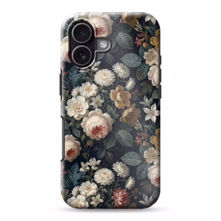 Bloemen - Boeket - Botanisch - Vintage - Donkere achtergrond Toughcase MagSafe Apple iPhone 17 klein -3d