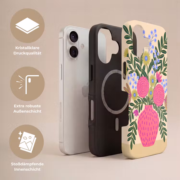 Bloemen - Boeket - Natuur - Abstract - Roze Toughcase MagSafe Apple iPhone 17 klein -USP_Lagen_DE