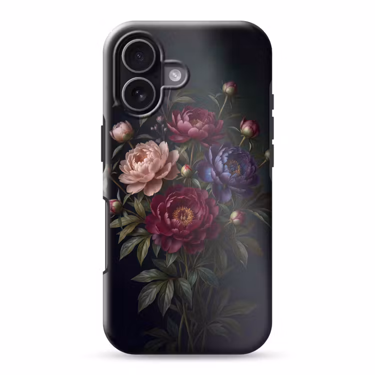 Bloemen - Boeket - Natuur - Modern - Donker Toughcase MagSafe Apple iPhone 17 klein -3d