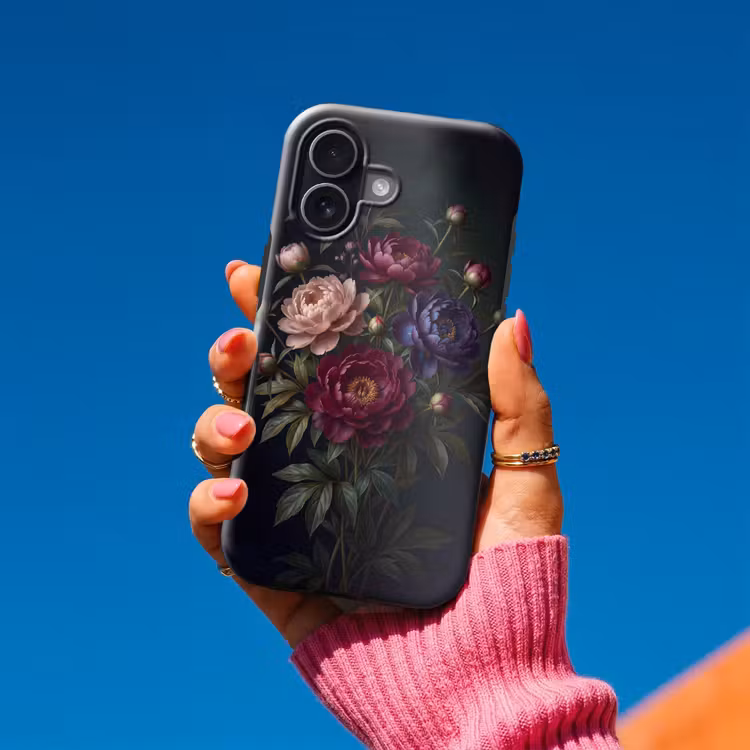 Bloemen - Boeket - Natuur - Modern - Donker Toughcase MagSafe Apple iPhone 17 klein -Sfeer1V