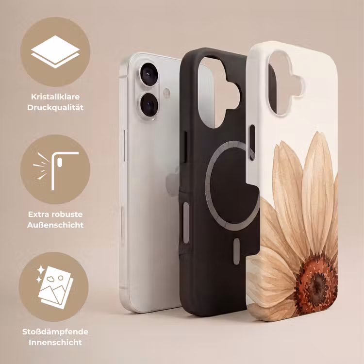 Bloemen - Bloemblad - Natuur - Aquarel - Beige Toughcase MagSafe Apple iPhone 17 klein -USP_Lagen_DE