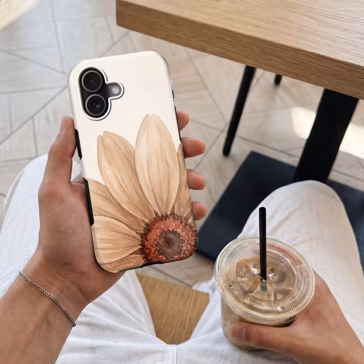 Bloemen - Bloemblad - Natuur - Aquarel - Beige Toughcase MagSafe Apple iPhone 17 klein -Sfeer1M
