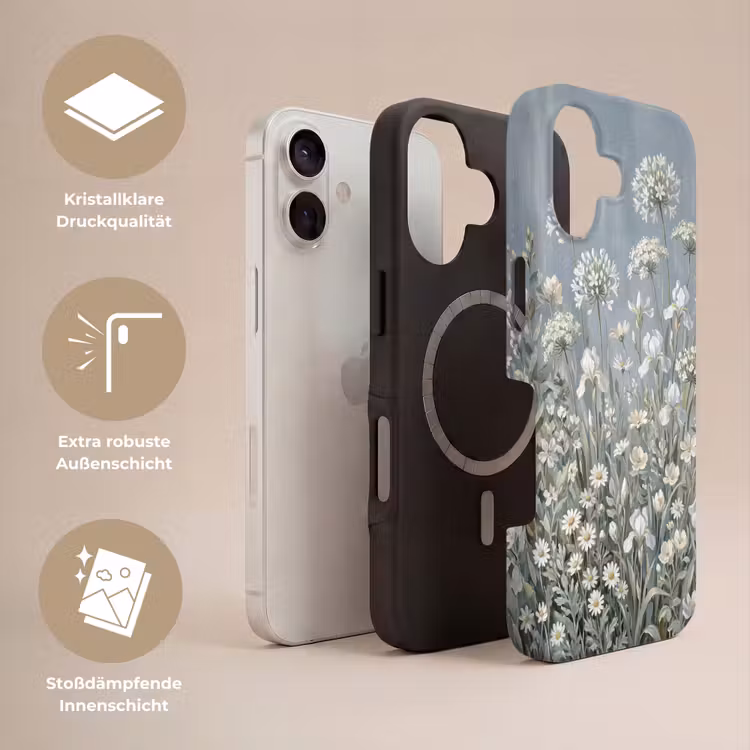 Bloemen - Botanisch - Blauw Toughcase MagSafe Apple iPhone 17 klein -USP_Lagen_DE