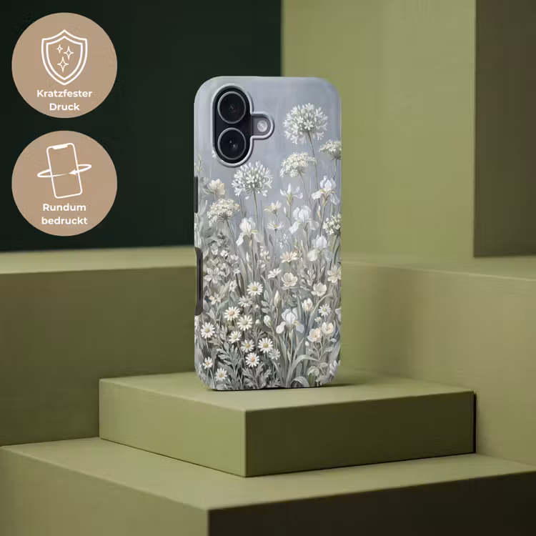 Bloemen - Botanisch - Blauw Toughcase MagSafe Apple iPhone 17 klein -USP_PrintM_DE