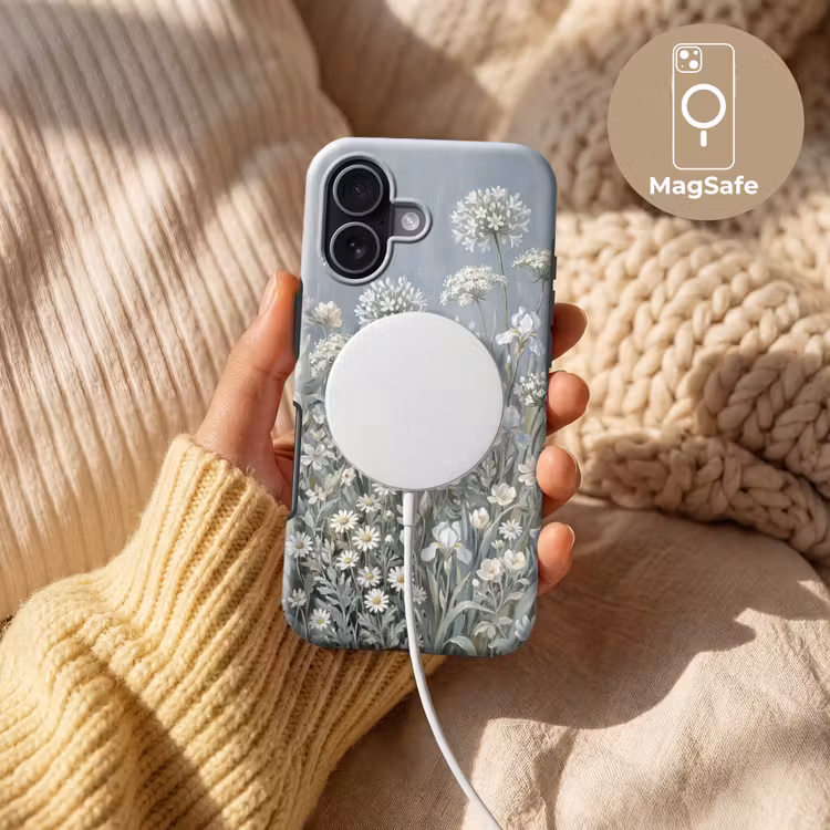 Bloemen - Botanisch - Blauw Toughcase MagSafe Apple iPhone 17 klein -USP_MagsafeV