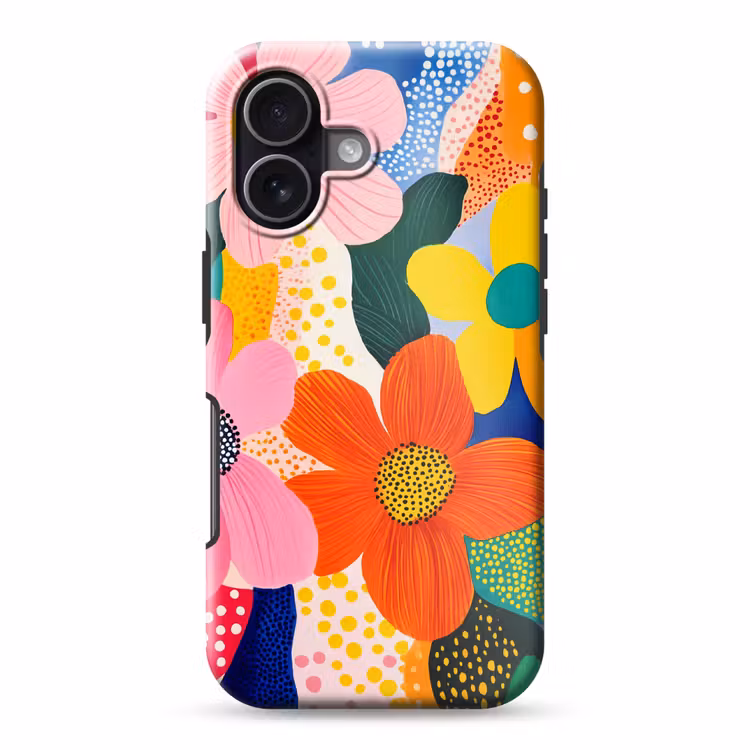 Bloemen - Kleurrijk - Stippen Toughcase MagSafe Apple iPhone 17 klein -3d