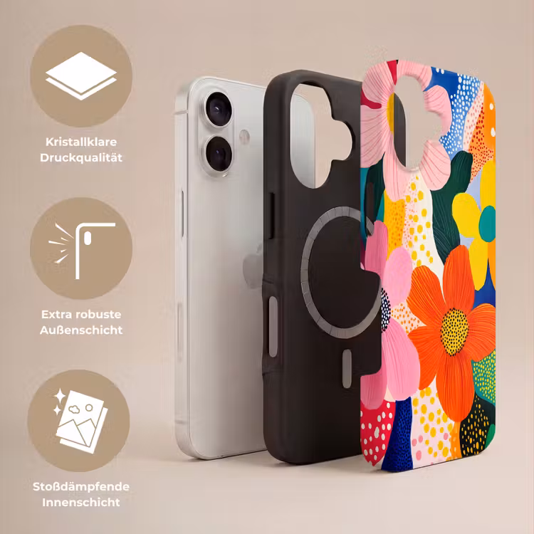 Bloemen - Kleurrijk - Stippen Toughcase MagSafe Apple iPhone 17 klein -USP_Lagen_DE
