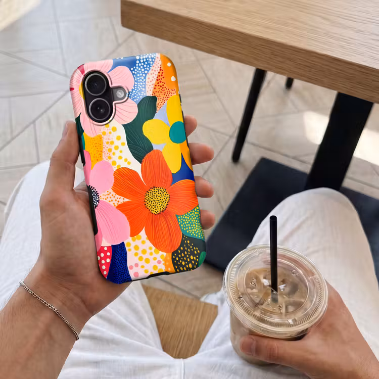 Bloemen - Kleurrijk - Stippen Toughcase MagSafe Apple iPhone 17 klein -Sfeer1M