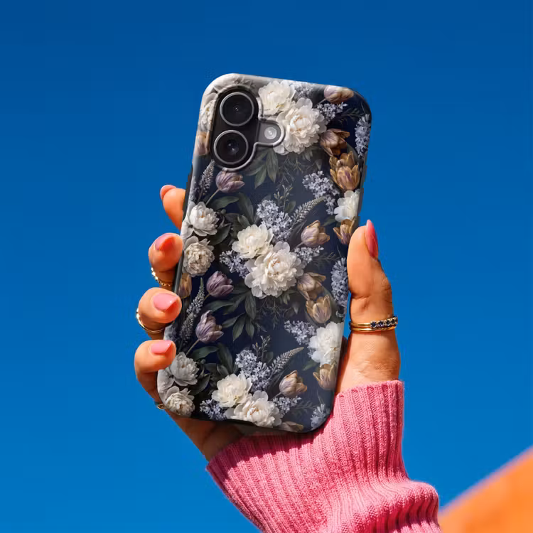 Bloemen - Donker - Elegant - Natuur - Wit Toughcase MagSafe Apple iPhone 17 klein -Sfeer1V