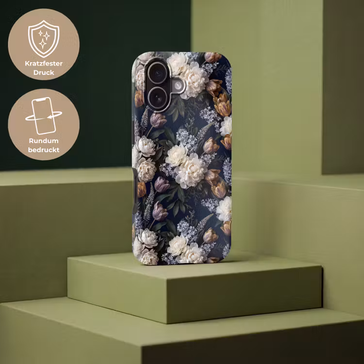Bloemen - Donker - Elegant - Natuur - Wit Toughcase MagSafe Apple iPhone 17 klein -USP_PrintM_DE