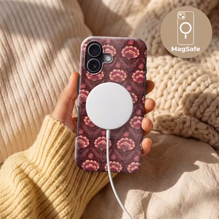 Bloemen - Waaier - Paars Toughcase MagSafe Apple iPhone 17 klein 1017 -USP_MagsafeV
