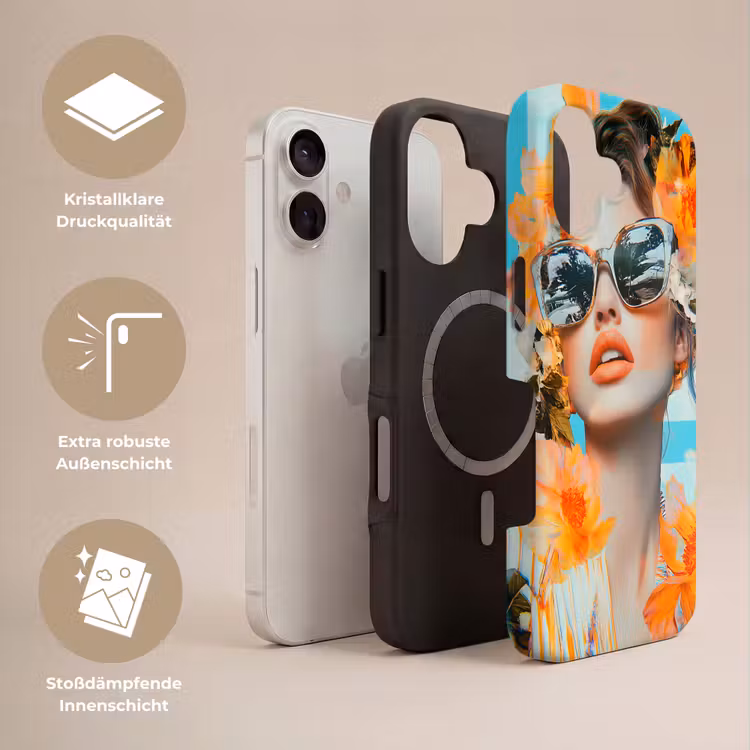 Bloemen - Vrouw - Zonnebril - Blauw Toughcase MagSafe Apple iPhone 17 klein -USP_Lagen_DE