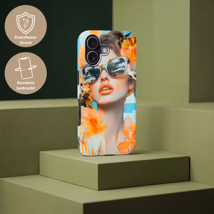 Bloemen - Vrouw - Zonnebril - Blauw Toughcase MagSafe Apple iPhone 17 klein -USP_PrintM_DE