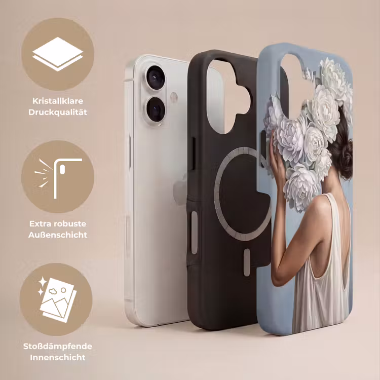 Bloemen - Vrouw - Wit Toughcase MagSafe Apple iPhone 17 klein -USP_Lagen_DE