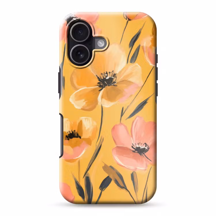Bloemen - Geschilderd - Geel Toughcase MagSafe Apple iPhone 17 klein -3d