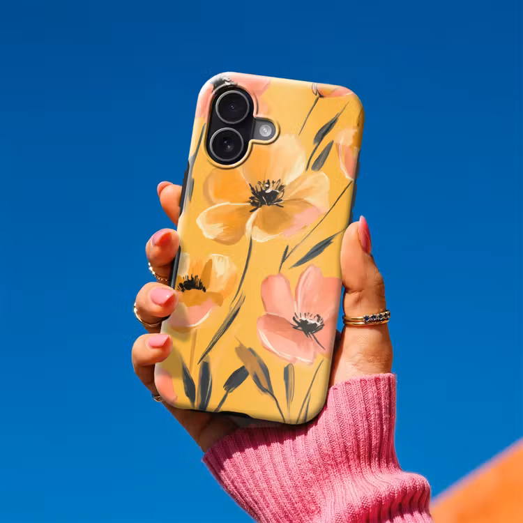 Bloemen - Geschilderd - Geel Toughcase MagSafe Apple iPhone 17 klein -Sfeer1V