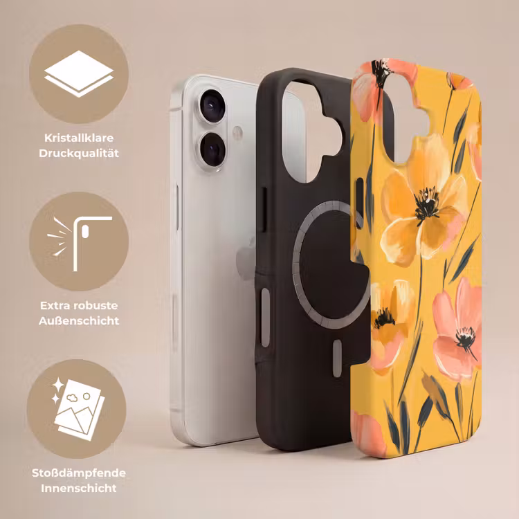 Bloemen - Geschilderd - Geel Toughcase MagSafe Apple iPhone 17 klein -USP_Lagen_DE
