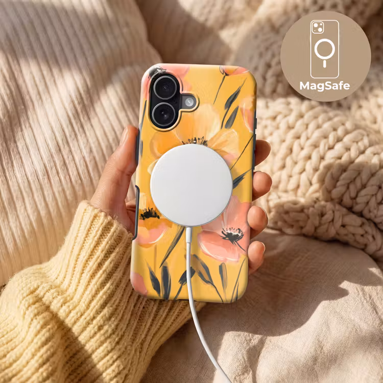Bloemen - Geschilderd - Geel Toughcase MagSafe Apple iPhone 17 klein -USP_MagsafeV