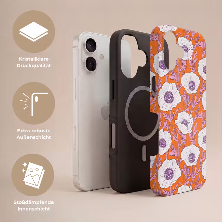 Bloemen - Grafisch - Oranje Toughcase MagSafe Apple iPhone 17 klein 1017 -USP_Lagen_DE