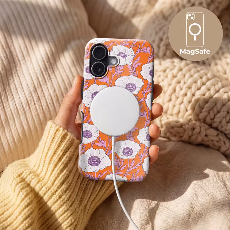 Bloemen - Grafisch - Oranje Toughcase MagSafe Apple iPhone 17 klein 1017 -USP_MagsafeV