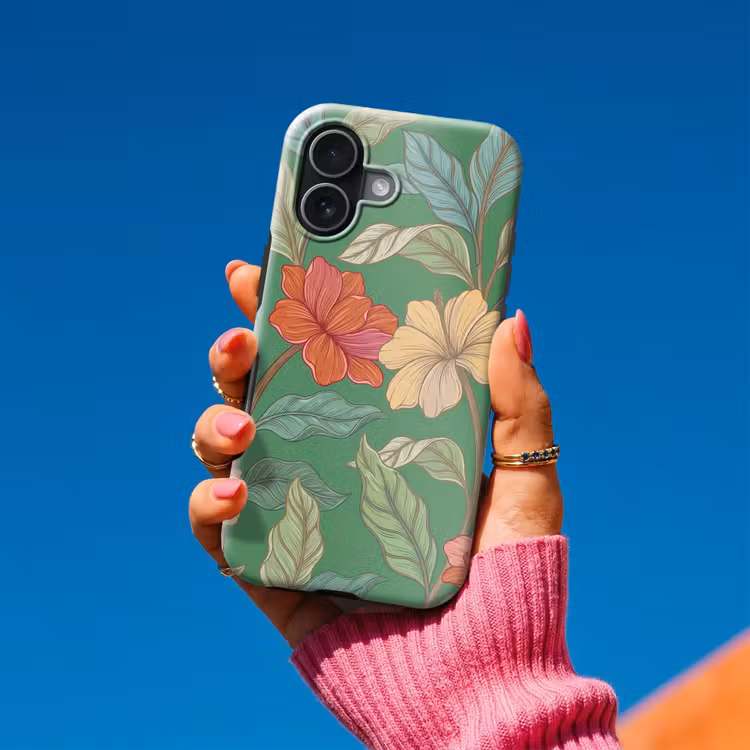 Handyhülle Toughcase - Blumen – Grün – Illustration - Bloemen - Groen - Illustratie Toughcase MagSafe Apple iPhone 17 klein
