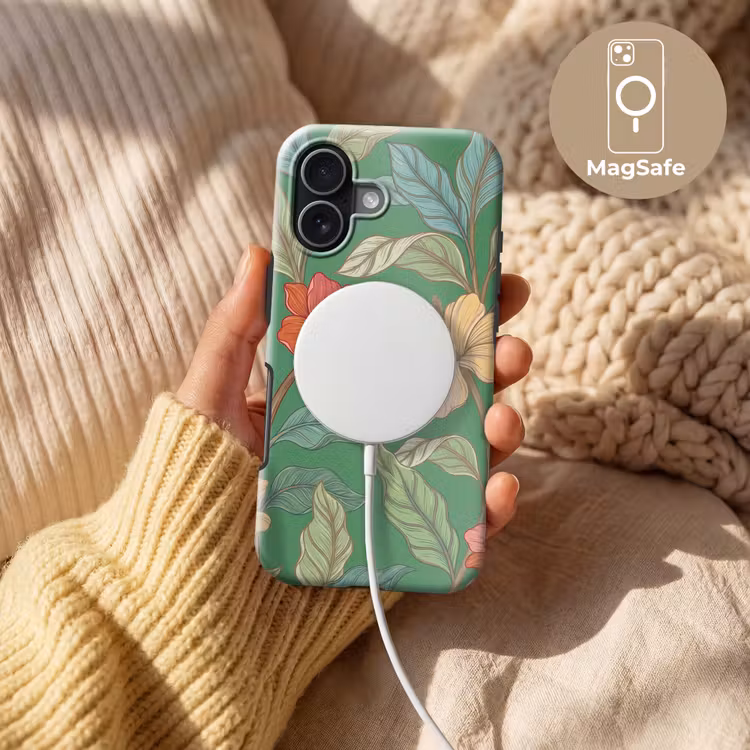 Handyhülle Toughcase - Blumen – Grün – Illustration - Bloemen - Groen - Illustratie Toughcase MagSafe Apple iPhone 17 klein