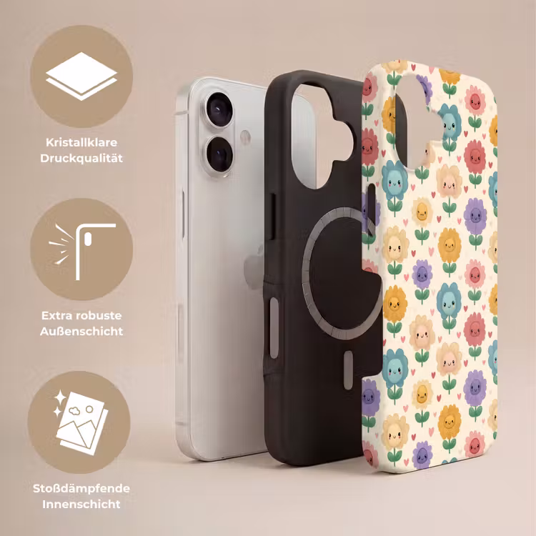 Bloemen - Hartjes - Kleurrijk Toughcase MagSafe Apple iPhone 17 klein 1017 -USP_Lagen_DE