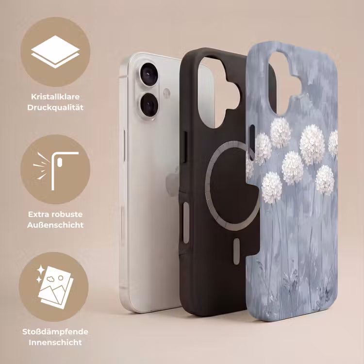 Bloemen - Illustratie - Blauw Toughcase MagSafe Apple iPhone 17 klein -USP_Lagen_DE