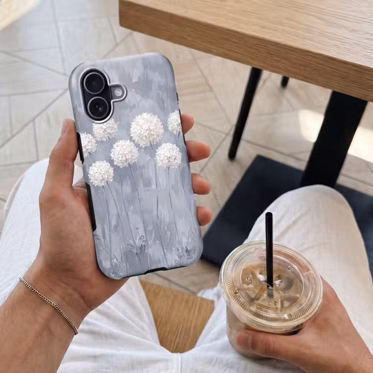 Bloemen - Illustratie - Blauw Toughcase MagSafe Apple iPhone 17 klein -Sfeer1M