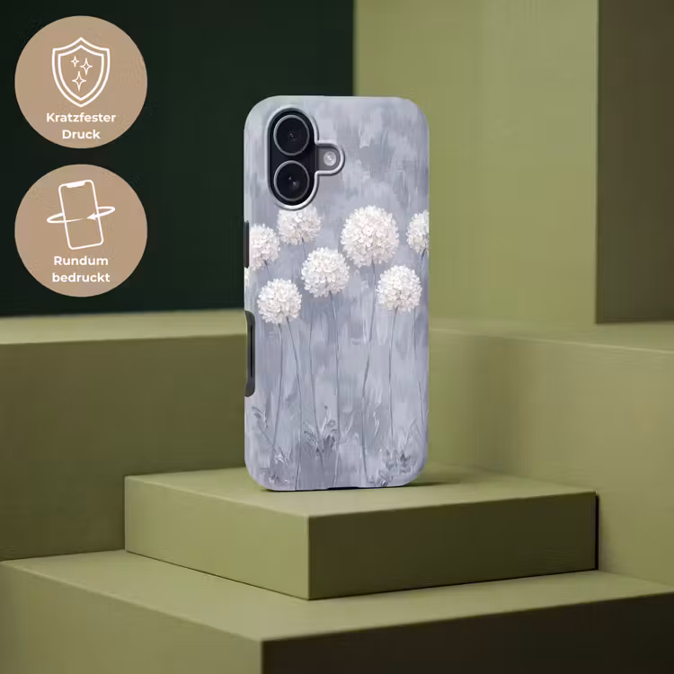 Bloemen - Illustratie - Blauw Toughcase MagSafe Apple iPhone 17 klein -USP_PrintM_DE