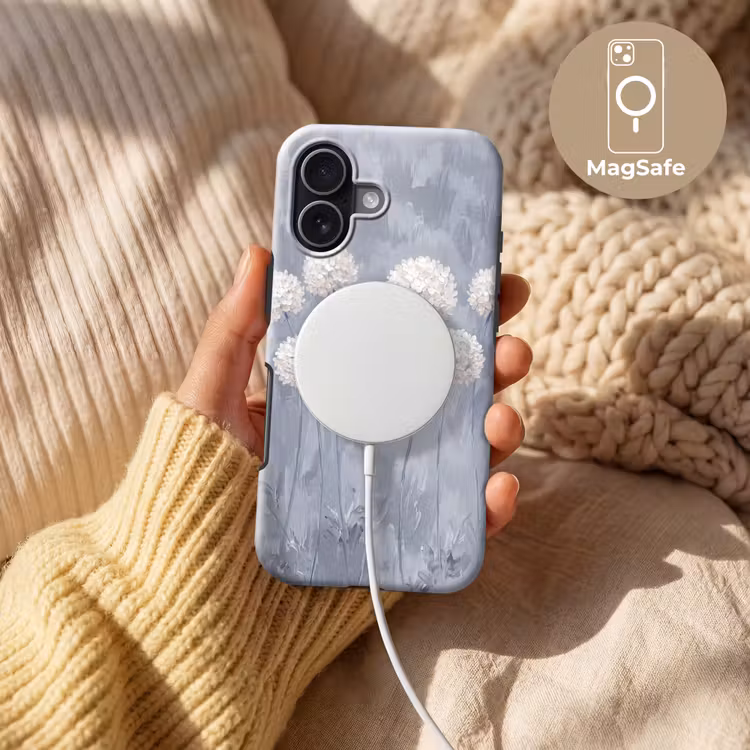 Bloemen - Illustratie - Blauw Toughcase MagSafe Apple iPhone 17 klein -USP_MagsafeV