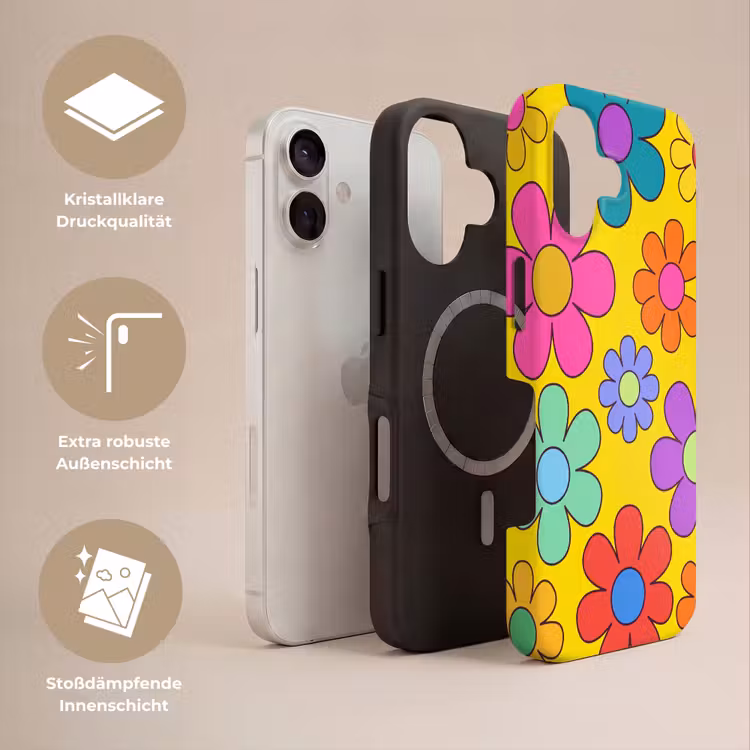 Bloemen - Illustratie - Kleurrijk Toughcase MagSafe Apple iPhone 17 klein -USP_Lagen_DE